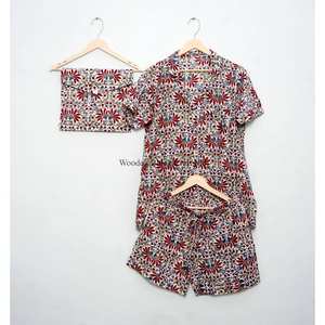 Conjunto de Pijama para Mujer Talla Grande, Transpirable, de Punto, Cintura Elástica, Manga Corta, Estampado, 100% Algodón, Ropa de Dormir para Verano - Product Image 5