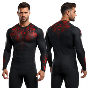 Mens Luxury <b>Flame</b> Rhinestone Compression <b>Shirt</b> Premium Long Sleeve Gym Workout Athletic Wear Wholesale - Product Image 1