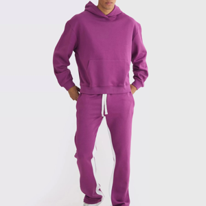 Chándal Morado Ecológico para Hombre, de Peso Medio, con Capucha, Manga Larga, Corte Regular, Informal, con Bolsillos Laterales y Cintura con Cordón, para Invierno - Product Image 2