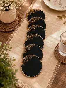 Modern Handmade Resin Wood Square Coaster Set Premium Epoxy <b>Table</b> <b>Protectors</b> Decorative Drink Mats for Coffee Tea Mug Glass Home - Product Image 1