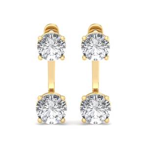 Pendientes de lujo de oro rosa con diamantes redondos de talla brillante, minimalistas, dos en uno, tipo gota, joyería de moda para mujer - Product Image 5