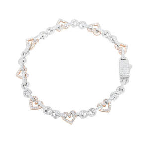 Wholesale RAMDUT IMPEX RD-B55 Iced Heart <b>Infinity</b> Link Classic Style Gold Lab Grown Diamond Full Micro Pave Open Heart <b>Bracelet</b> - Product Image 3