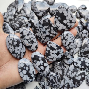Obsidienne flocon de neige 100 % naturelle de haute qualité, pierres précieuses en vrac de formes variées 22-51 mm, certifiées par un tiers pour la fabrication de bijoux - Product Image 3