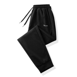 Pantalon de survêtement unisexe en tissu gaufré – Joggers d'été en coton et polyester, coupe ample, style streetwear, taille élastique, vente en gros - Product Image 3