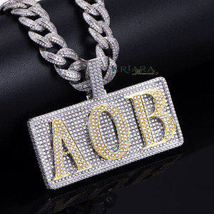 Colgante AOB de Diamante Cultivado en Laboratorio Estilo Hip Hop, Plata 925, Corte Brillante Redondo, Joyería Temática para Hombre - Product Image 1