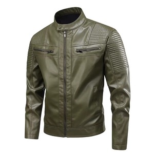 Men's Black PU Leather Motorcycle <b>Jacket</b> Moto Biker Style Stand Collar Zipper Closure Windproof Autumn Wear <b>racing</b> <b>jacket</b> - Product Image 5