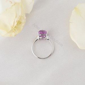 Anillo Solitario de Kunzita Rosa Natural de Lujo, Oro Sólido de 14K, Regalo de Compromiso y Boda, Proveedor Mayorista OEM ODM - Product Image 5