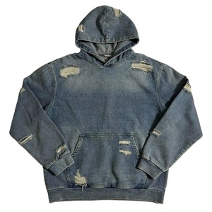Sweat à capuche vert menthe vieilli pour homme, coupe oversize en coton French Terry, style streetwear décontracté, couleur unie - Product Image 6