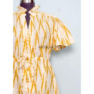 Vestido corto de algodón puro suave para mujer, con estampado floral hecho a mano, minimalista, informal, para fiesta, formal, para dama de honor, vestido maxi. - Product Image 3