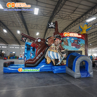 Castillo Inflable Comercial con Tobogán, Diseño de Barco Pirata, para Fiestas y Eventos Infantiles al Aire Libre
