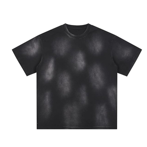 T-shirts en coton épais personnalisés pour hommes, style streetwear, effet délavé soleil, respirants, col rond, vente en gros - Product Image 1