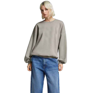 Sudadera Oversize de Cuello Redondo para Mujer, Color Sólido, Hombros Caídos, Manga Larga, Tejido de Algodón, Ropa de Otoño - Product Image 2