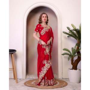 Sari de Fiesta de Diseñador con Bordado, Vestidos Elegantes - Product Image 1