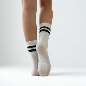 Chaussettes antidérapantes en coton et fibre de bambou, rayées, antidérapantes, pour un usage quotidien, décontracté, été, coupe fine, pour adultes - Product Image 3