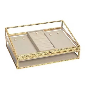 Designer Collection Metal & Glass Jewelry <b>Box</b> Premium <b>Trinket</b> Organizer for Rings Earrings Necklace Bracelet Gift - Product Image 6