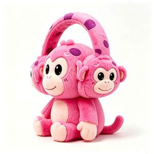Peluche de mono para niños con auriculares. Adorable mono de peluche con orejeras. - Product Image 1