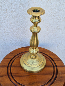 Vintage <b>Brass</b> <b>Candlestick</b> Holder Engraved Single Candle Decor Decorative <b>Brass</b> Taper Candle Stand Antique Style Tabletop - Product Image 2