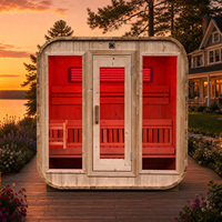 Cabine de sauna extérieure en pin thermo, sauna carré à vapeur pour 2 à 6 personnes, certifiée ETL, avec terrasse ODM et option de luminothérapie rouge, Wi-Fi intelligent