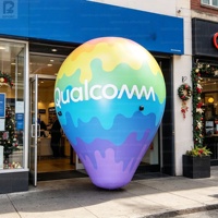 Ballon gonflable géant LED de 3 m en forme de montgolfière, avec logo personnalisé, coloré, en forme de goutte d'eau, pour la décoration de centres commerciaux/événements/festivals