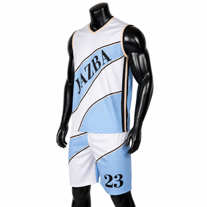 Ensemble de maillot de basket personnalisé par sublimation pour homme, sans manches, col en V, short, tissu respirant et séchage rapide - Product Image 3