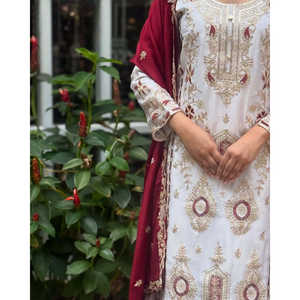 Conjunto de Dupatta y parte superior de fiesta de trabajo con bordado pesado para mujer - Product Image 3