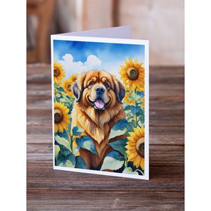 Whimsical Tibetan Mastiff in Sunflowers A7 Size <b>5x7</b> Blank Note Cards Pack of 8 with <b>Envelopes</b> Greeting Cards Collection - Product Image 2