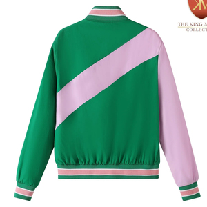 เสื้อแจ็คเก็ตวินด์เบรกเกอร์เปลี่ยนสีได้ สีเขียว ชมพู ม่วง แบบกลับด้านได้ ยูนิเซ็กส์ น้ำหนักเบา สวมใส่สบาย เหมาะกับกิจกรรมกลางแจ้ง มีโลโก้ด้านหน้า - Product Image 2