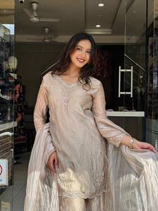Conjunto de Salwar Kameez de Georgette Sintética Bordada con Dupatta con Cuentas, Traje Étnico para Mujer, Ropa para Fiestas y Bodas - Product Image 5