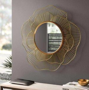 Golden <b>Wire</b> <b>Flower</b> Wall Mirror Bohemian Decorative Metal Frame Irregular Shape for Home Decor - Product Image 4