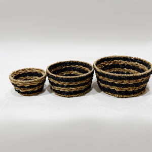 Natural Seagrass Woven <b>Round</b> Storage <b>Basket</b> Set Eco-friendly Nesting Home Organizer - Product Image 1