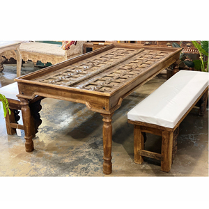 Juego de Mesa de Comedor de Madera Maciza al por Mayor con 2 Bancos, Muebles de Comedor de Madera para Restaurantes, Cafeterías, Hoteles y Hogar - Product Image 1