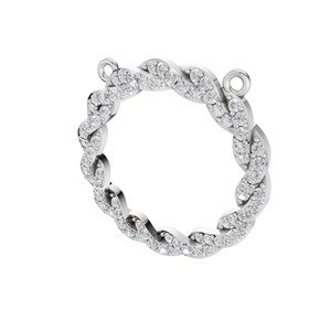 Aarinya Lujoso y Moderno Charm de Círculo Abierto con Diseño de Cinta Trenzada y Pavé, Oro de 18K, Diamante Cultivado en Laboratorio Certificado IGI - Product Image 5