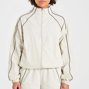 Nouvelle Collection : Survêtement et Jogger Personnalisés avec Fermeture Éclair, Piping Contrastant, en Nylon Léger – Tenue de Sport Femme (Hoodies & Sweatshirts) - Product Image 1