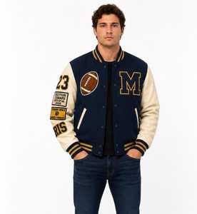 เสื้อแจ็คเก็ตหนังสไตล์ Letterman สีเขียวเรโทร ยี่ห้อ Furat Leathers สำหรับผู้ชายและผู้หญิง สไตล์วิทยาลัย สตรีทแวร์ สีแดงขาว ระบายอากาศได้ดี กันลม - Product Image 2