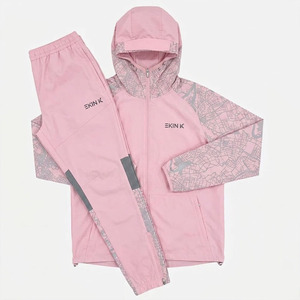 Conjunto Deportivo Unisex Rosa, Chaqueta con Capucha y Pantalones Deportivos de Color Sólido, 2 Piezas, Ropa Deportiva Informal, 100% Poliéster - Product Image 1
