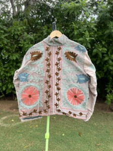 Luxury Handmade Knitted <b>Velvet</b> Embroidery Stand <b>Jacket</b> <b>Women</b> | Premium Floral Artisan Designer Eco-Friendly Autumn/Winter - Product Image 5