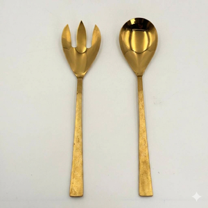 Ensemble de serveurs à salade dorés, fourchette et cuillère en métal, ustensiles de service décoratifs, outils à salade - Product Image 3