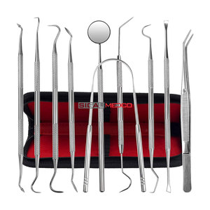 Kit professionnel d'élimination manuelle de la plaque dentaire en acier inoxydable allemand, 10 pièces, pour le nettoyage des dents et l'élimination du tartre - Product Image 1