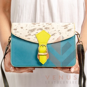 LW Sac à bandoulière en cuir de vache véritable fait à la main de style bohème personnalisé motif géométrique résistant à l'eau automne hiver - Product Image 1