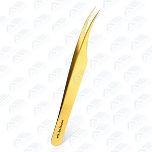Pinces à cils jaunes professionnelles pour extensions de cils, avec options de logo personnalisé, outil de précision, prix de gros - Product Image 6
