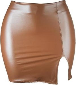 Jupe mini en cuir pour femme, cuir PU de haute qualité, logo personnalisé, jupe sexy pour club, vente en gros, fournisseur en gros, prix d'usine - Product Image 1