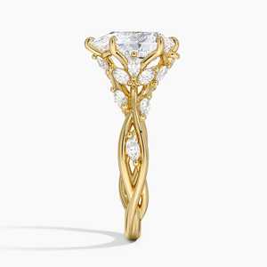 Bague en or massif 14 carats pour femme avec diamant de laboratoire taille poire, marquise et brillant, bijou de fiançailles synthétique de laboratoire avec pierres latérales - Product Image 2