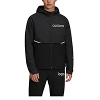 Ensemble de survêtement personnalisé pour hommes, sweat à capuche noir, couleur unie, respirant, tricoté, décontracté, streetwear d'hiver, avec logo personnalisé