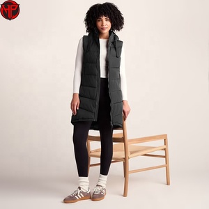 Chaqueta de plumón con capucha para mujer, chaleco acolchado, ropa de abrigo de invierno, chaqueta larga con cremallera, chaqueta larga de plumón con capucha - Product Image 4