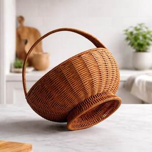 Natural Color Rattan Basket Wood Material with Modern Style Functional Design for <b>Tabletop</b> Kitchenware Home Food <b>Storage</b> - Product Image 4