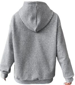 Sudadera con Capucha Oversize de Algodón 100% con Textura Waffle para Mujer, Bordada y Estampada, con Mangas Caídas y Ajuste Holgado Casual para Otoño - Product Image 3