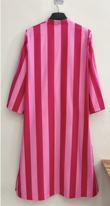 Robe longue d'été rayée en lin et coton respirant pour femme, coupe trapèze sans manches, col en V, qualité supérieure, impression numérique - Product Image 3