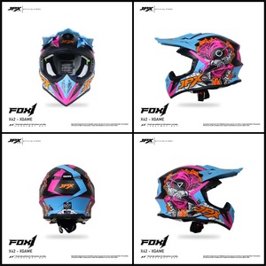 Casque de moto et vélo Hot Sale Helm Cross Supermoto Jpx Fox1 Motif X 42 Rouge Fluorescent – Protection de la tête en plastique à motif - Product Image 4