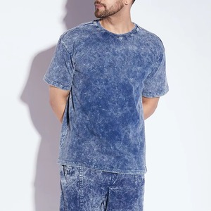 High Quality Custom Acid Washed Heavy Weight Breathable Regular Fit Polyester/Cotton <b>T</b>-<b>Shirt</b> with Front Logo for <b>Men</b> - Product Image 5