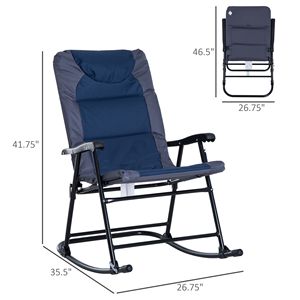 Set di sedie a dondolo da esterno in blu navy e grigio, 2 pezzi, con seduta e schienale imbottiti e braccioli - Product Image 3
